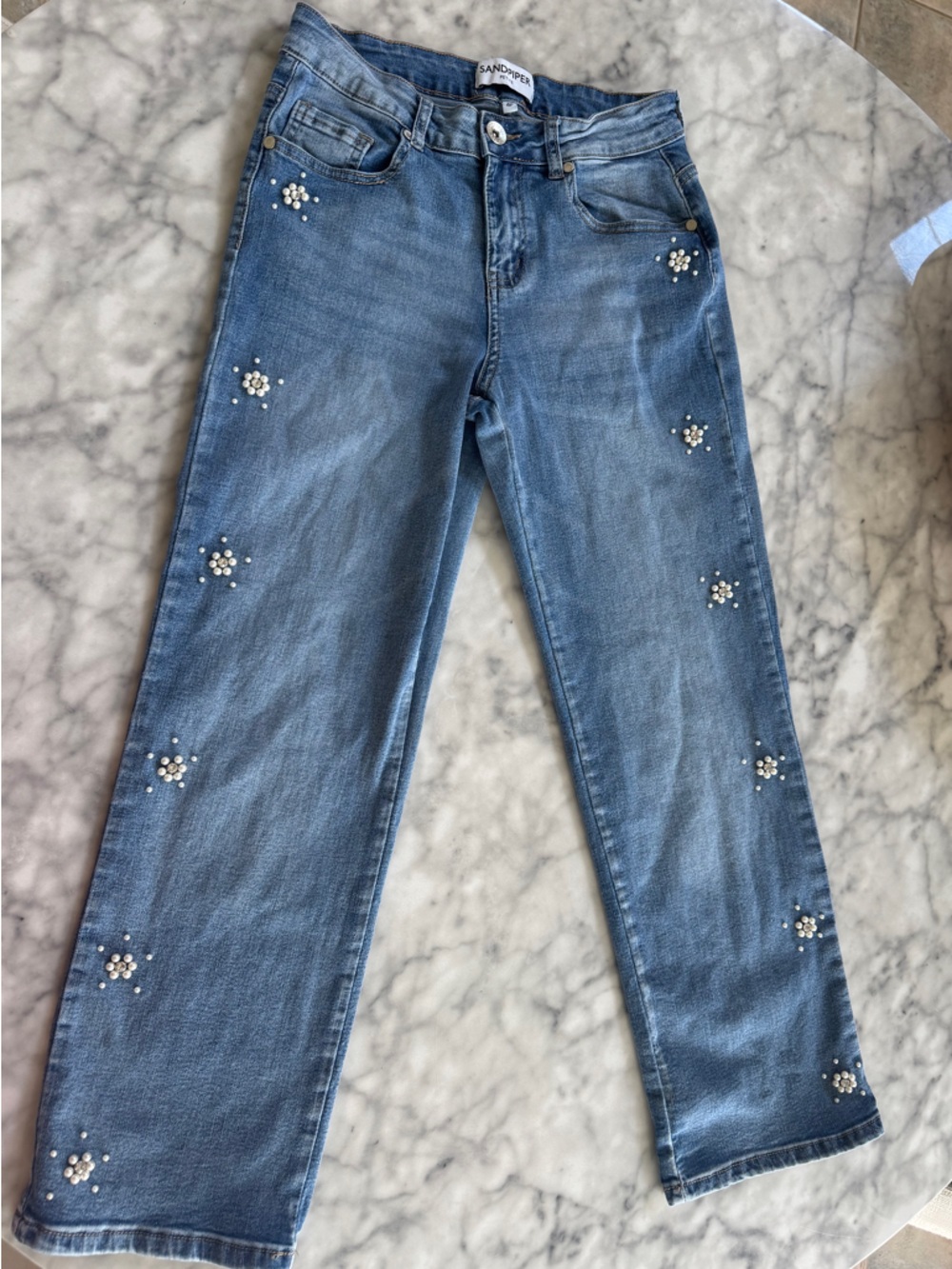 SANDPIPER embellished Light Wash Denim Jeans